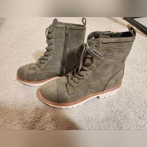 Chunky Olive Lace-Up Ankle Boots With Zipper By Mia Women's Size 9.5